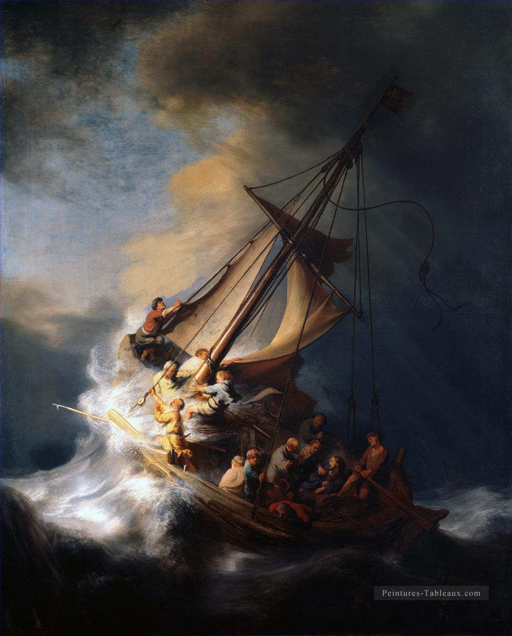 Christ dans la tempête sur la mer de Galilée Rembrandt Peintures à l'huile